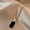 Sleek Gold Plated Black Pedant Clavicle Chain3 Sleek Gold Plated Black Pedant Clavicle Chain.